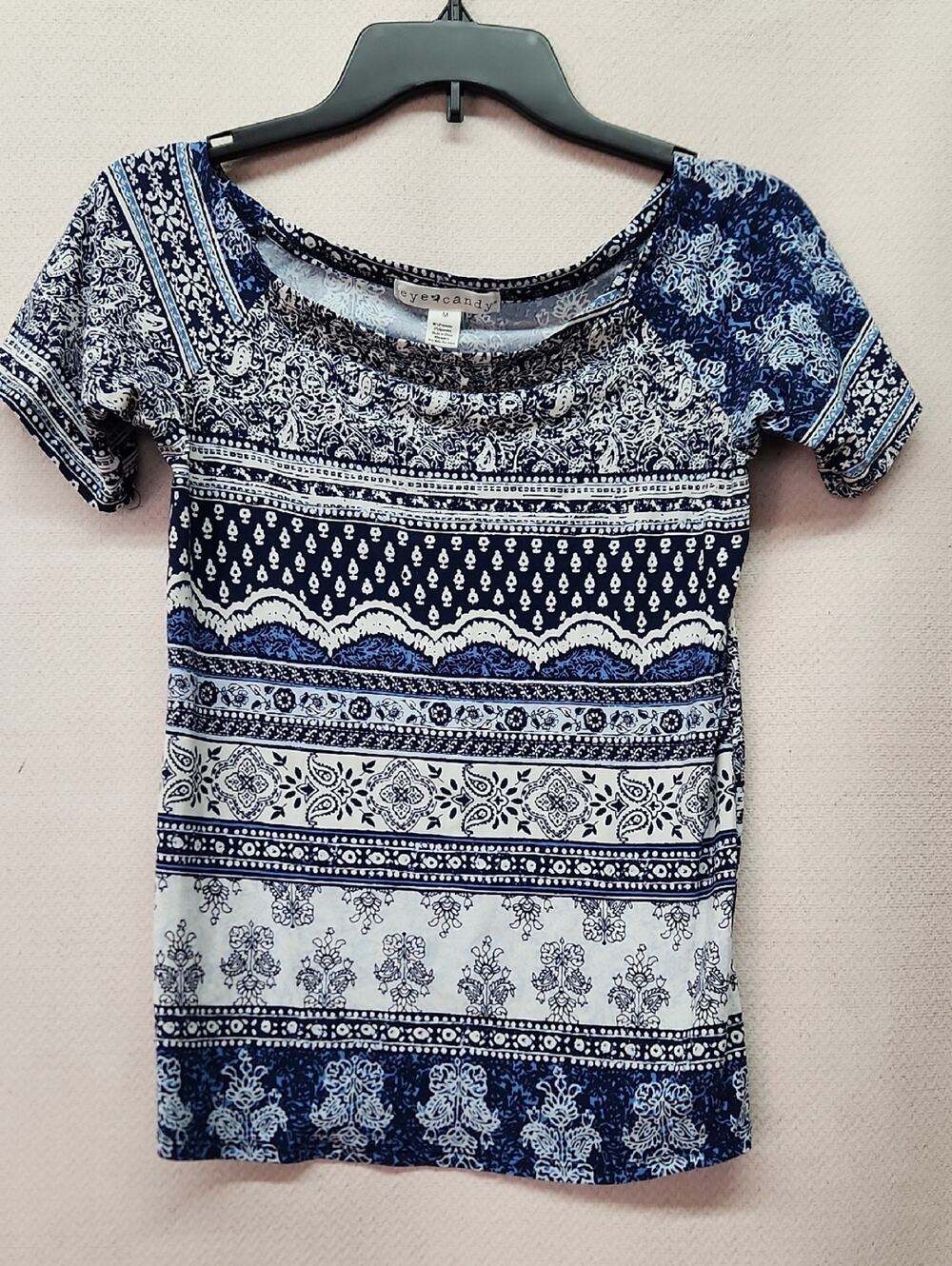 🚨2/$25 or 5/$50🚨eye candy Navy & White Short Sleeve Scoop Neck Tee